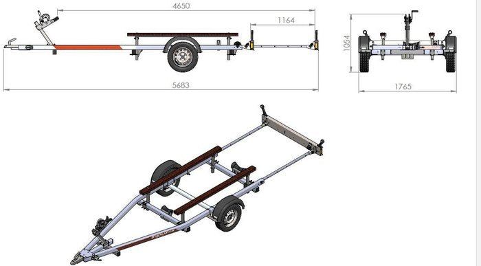 Remolque para barco unitrailer jet alu ptac 750 kg de 465 x 175 cm