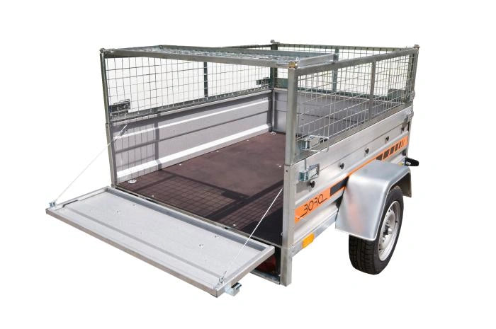 Remolque de carga BOG723 de 1 eje 233 x 132 cm – Chasis reforzado galvanizado en caliente, 500/750 kg