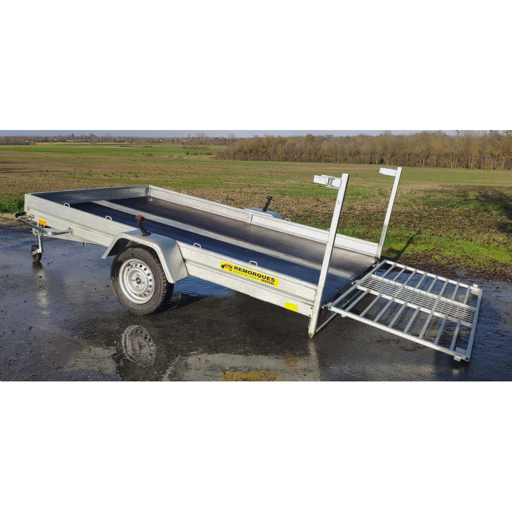 Remolque de plataforma multiusos – gran capacidad con laterales de malla alta 350 x 172 cm / 294 x 172 cm