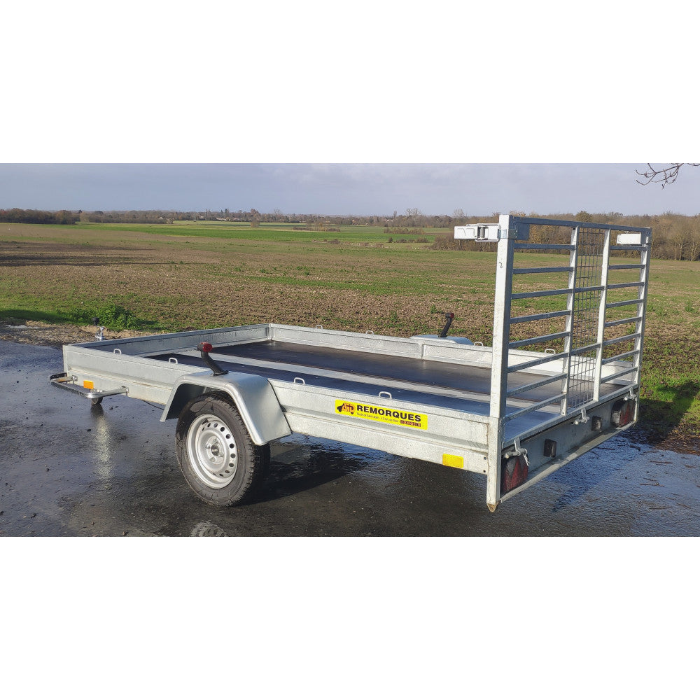 Remolque de plataforma multiusos – gran capacidad con laterales de malla alta 350 x 172 cm / 294 x 172 cm