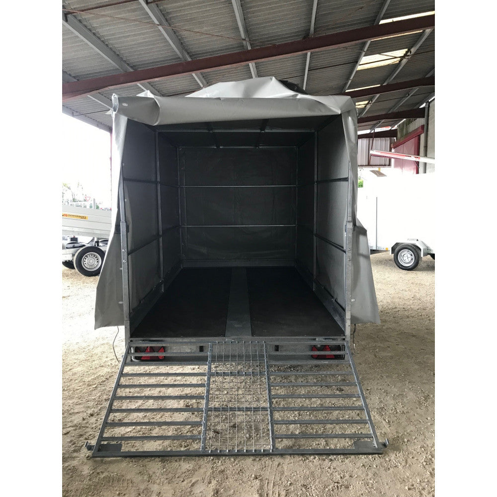Remolque de plataforma multiusos – gran capacidad con laterales de malla alta 350 x 172 cm / 294 x 172 cm